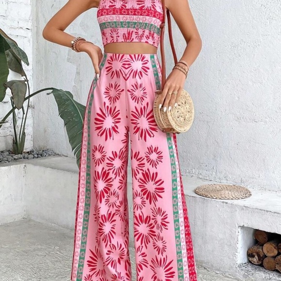 Floral Print Tube Top & Wide Leg Pants - Picture 5 of 6